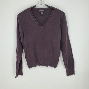 Prominence Brown Silk Blend Vneck Longsleeve Sweeter Size XL